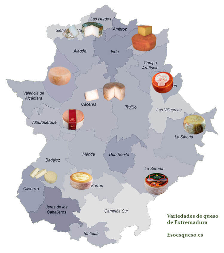 mapa de quesos de Extremadura